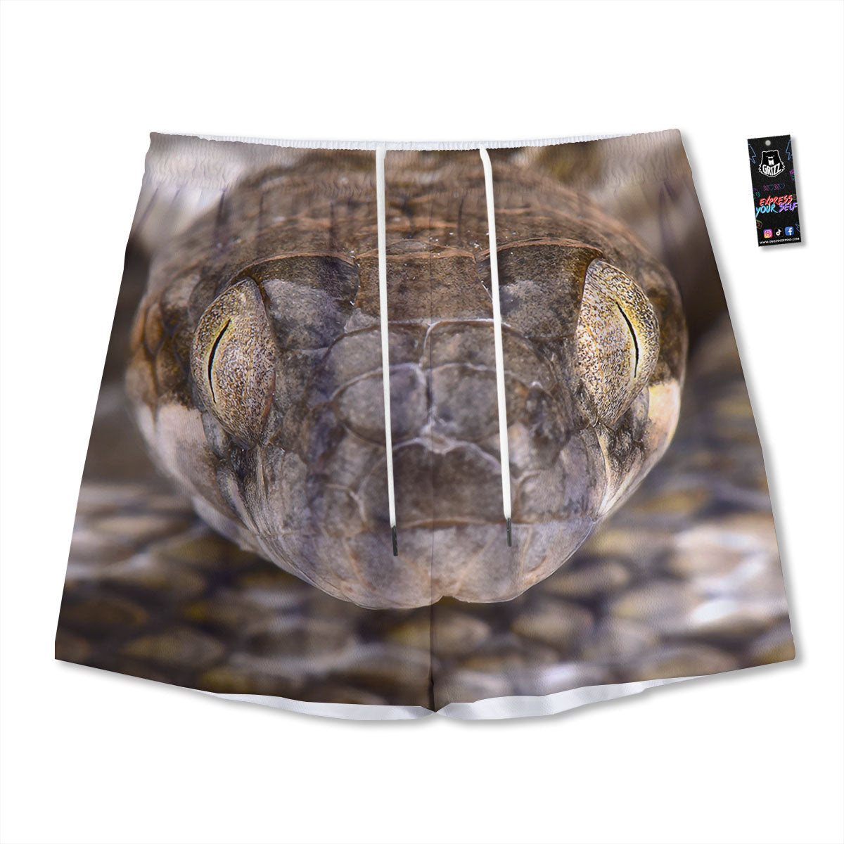 Cat Eyed Snake Malagasy Print Mesh Shorts