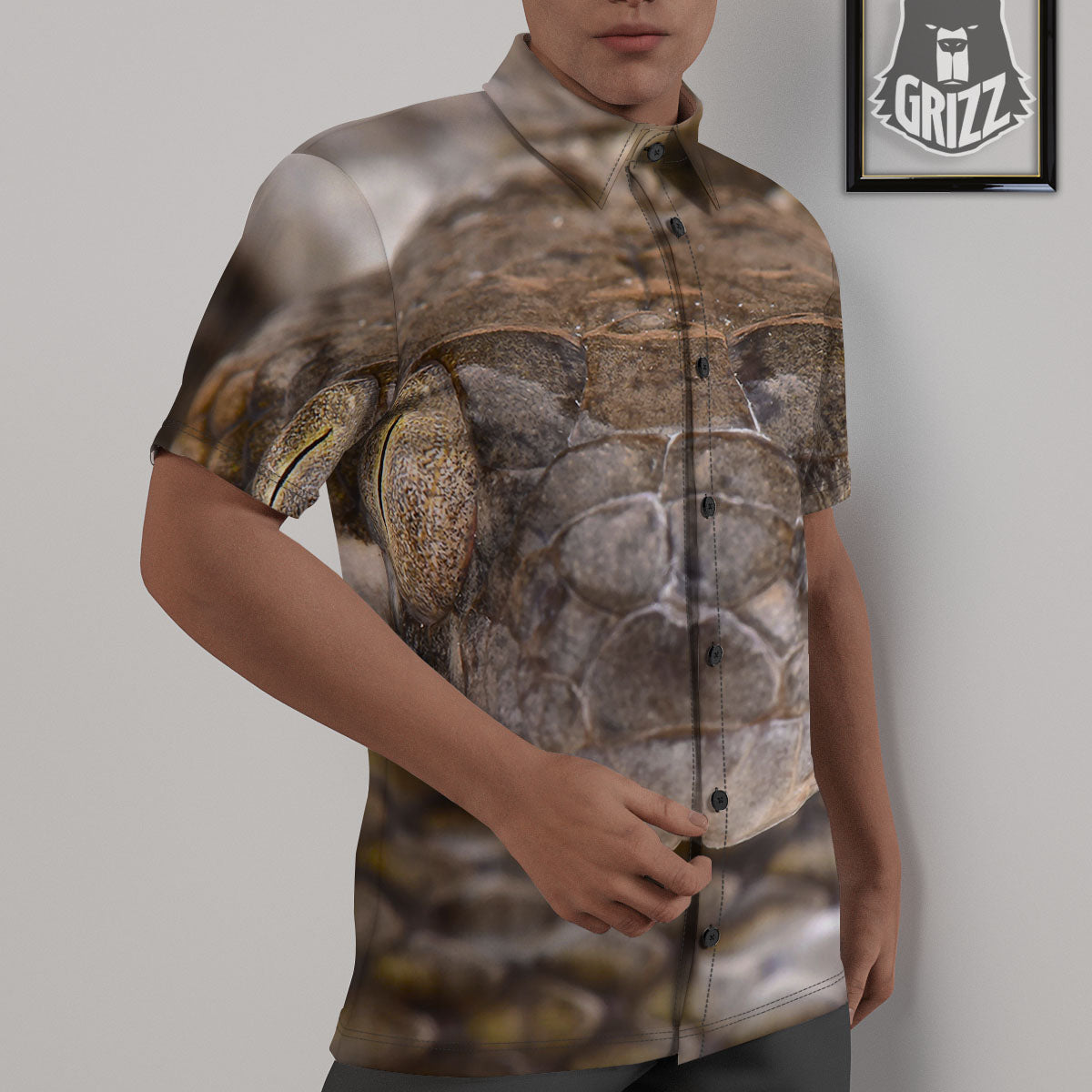 Cat Eyed Snake Malagasy Print Untucked Shirts-grizzshop