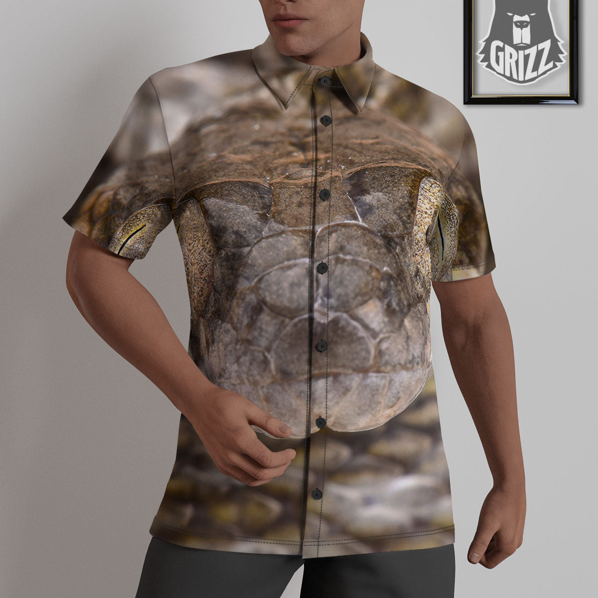 Cat Eyed Snake Malagasy Print Untucked Shirts-grizzshop