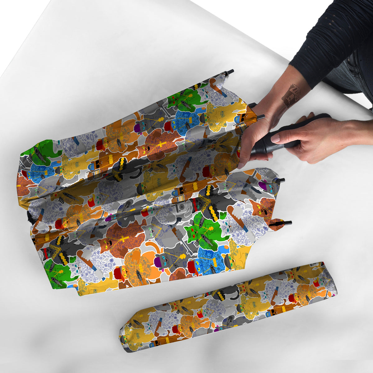 Cat Gangsta Colorful Print Pattern Umbrella-grizzshop