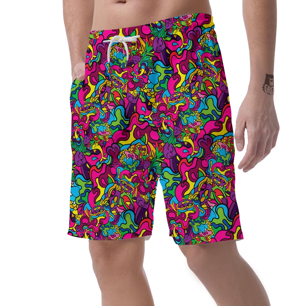 Cat Hippie Psychedelic Men's Shorts-grizzshop