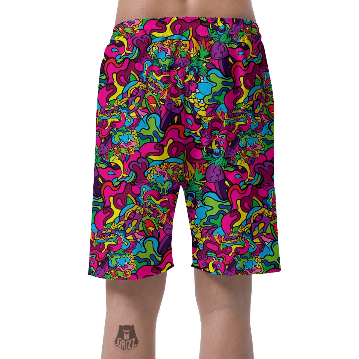 Cat Hippie Psychedelic Men's Shorts-grizzshop