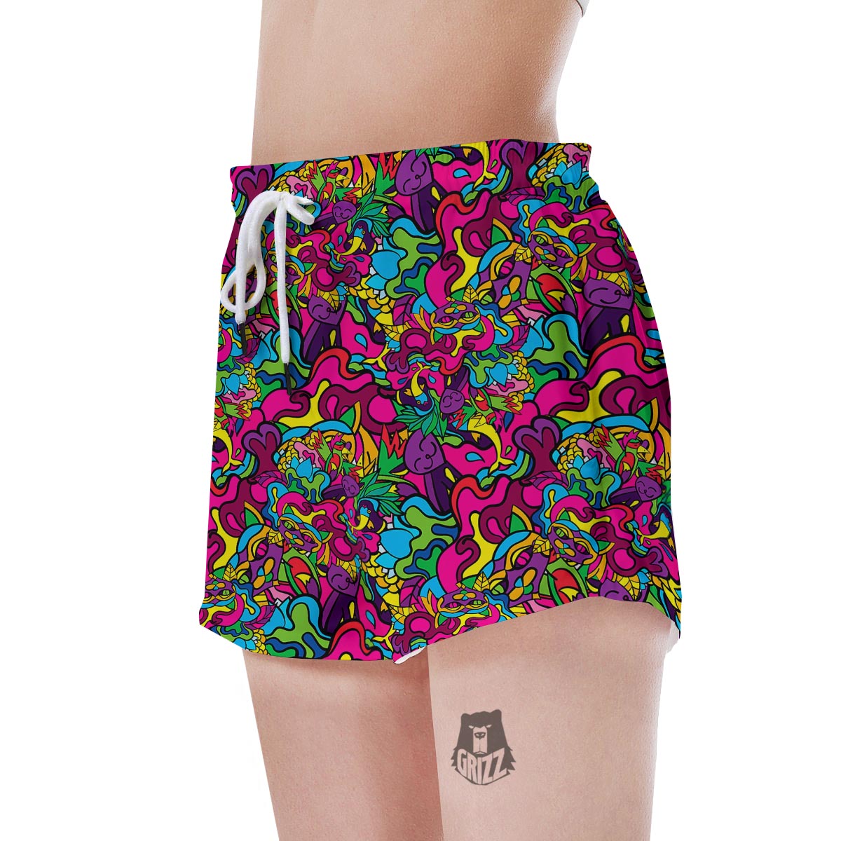 Cat Hippie Psychedelic Women's Shorts-grizzshop