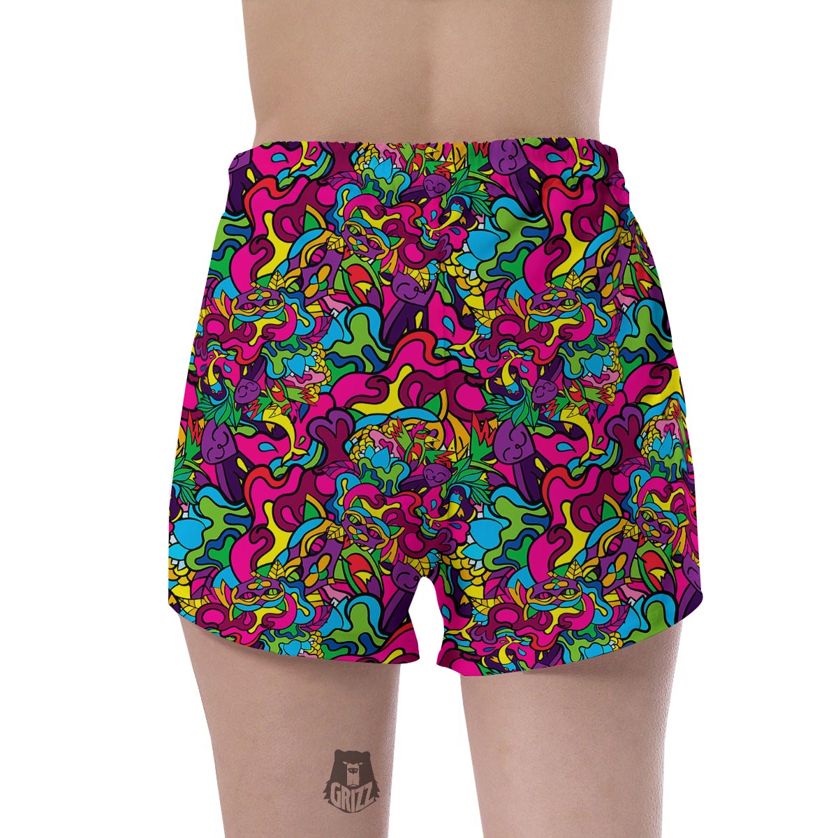 Cat Hippie Psychedelic Women's Shorts-grizzshop