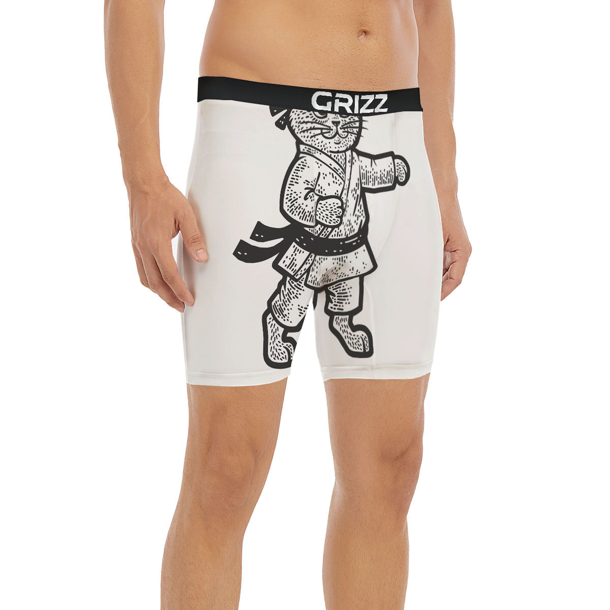 Cat Karate Print Boxer Briefs-grizzshop