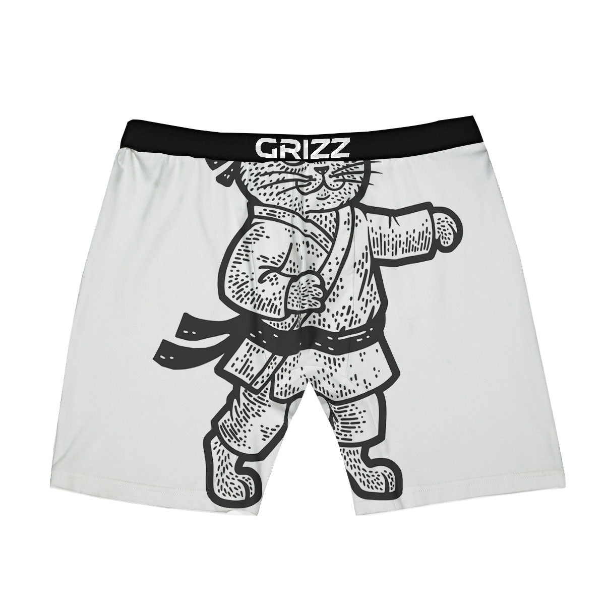 Cat Karate Print Boxer Briefs-grizzshop