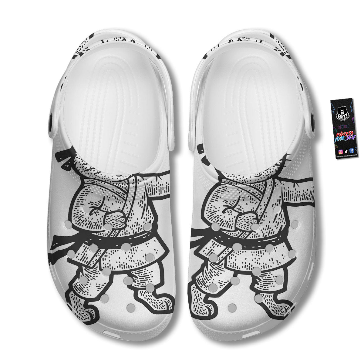 Cat Karate Print Clog-grizzshop