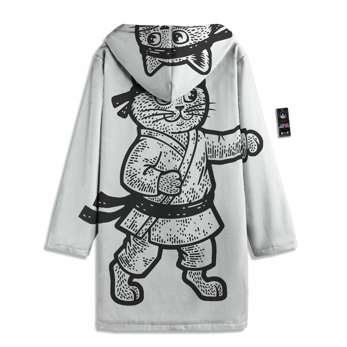 Cat Karate Print Men's Windbreaker Jacket-grizzshop