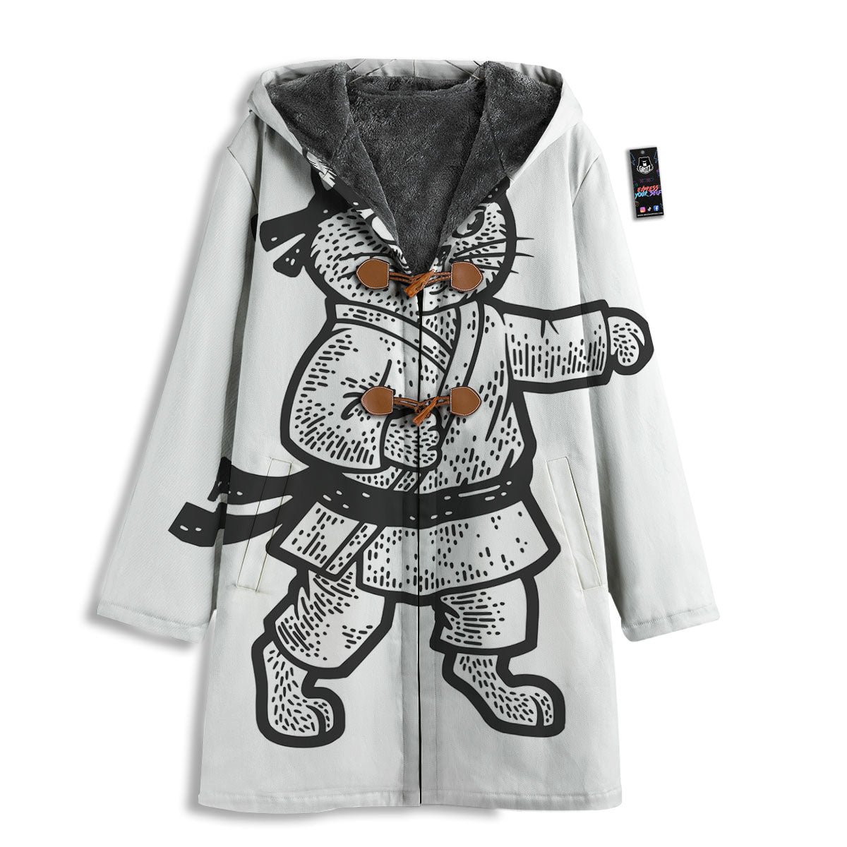 Cat Karate Print Men's Windbreaker Jacket-grizzshop