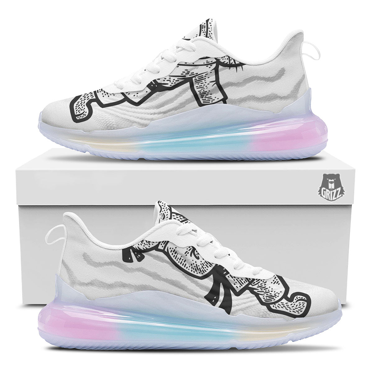 Cat Karate Print Running Sneakers-grizzshop