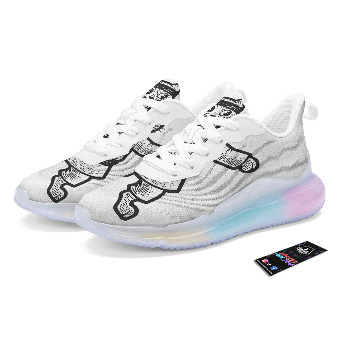 Cat Karate Print Running Sneakers-grizzshop