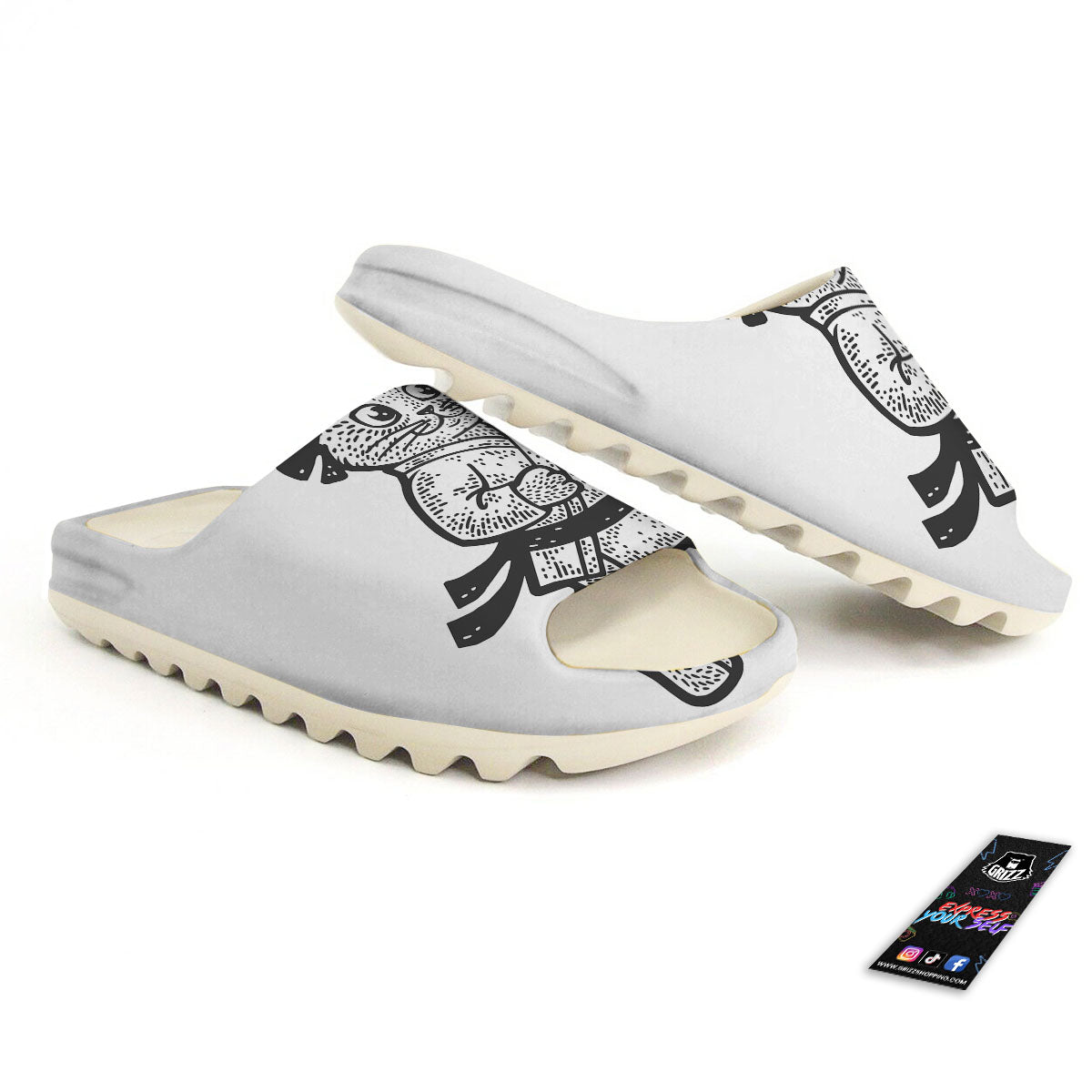 Cat Karate Print Sandals-grizzshop