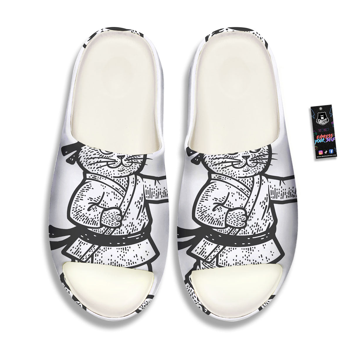 Cat Karate Print Sandals-grizzshop