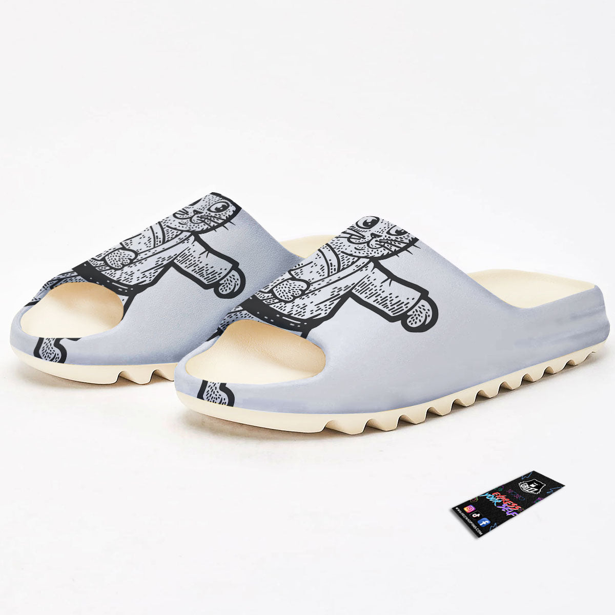 Cat Karate Print Sandals-grizzshop