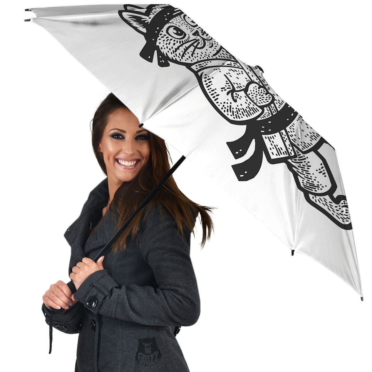 Cat Karate Print Umbrella-grizzshop