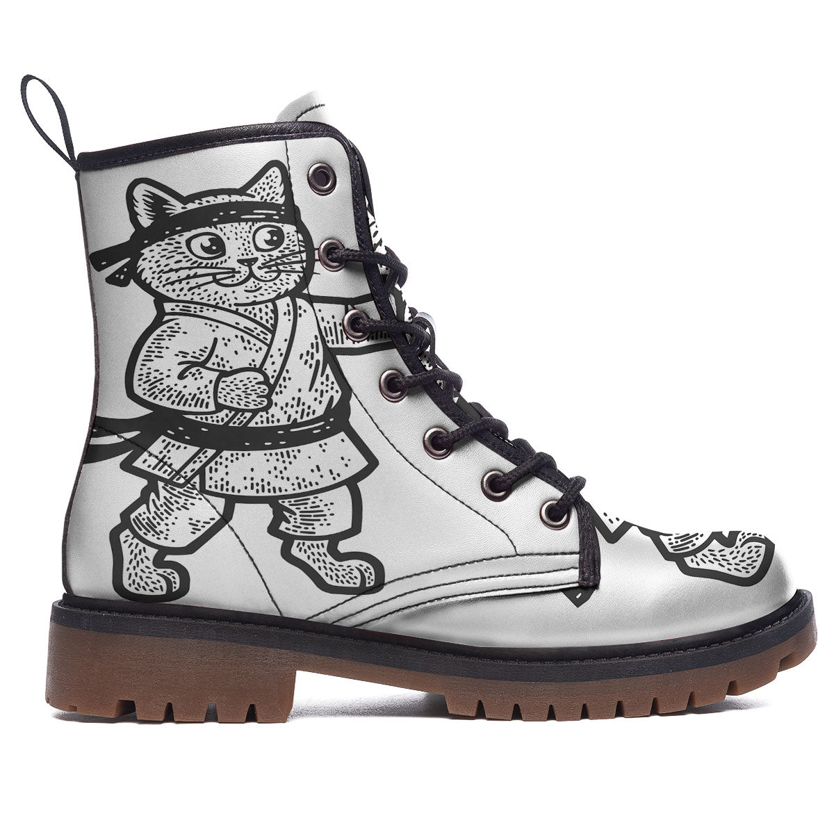 Cat Karate Print Work Boots-grizzshop