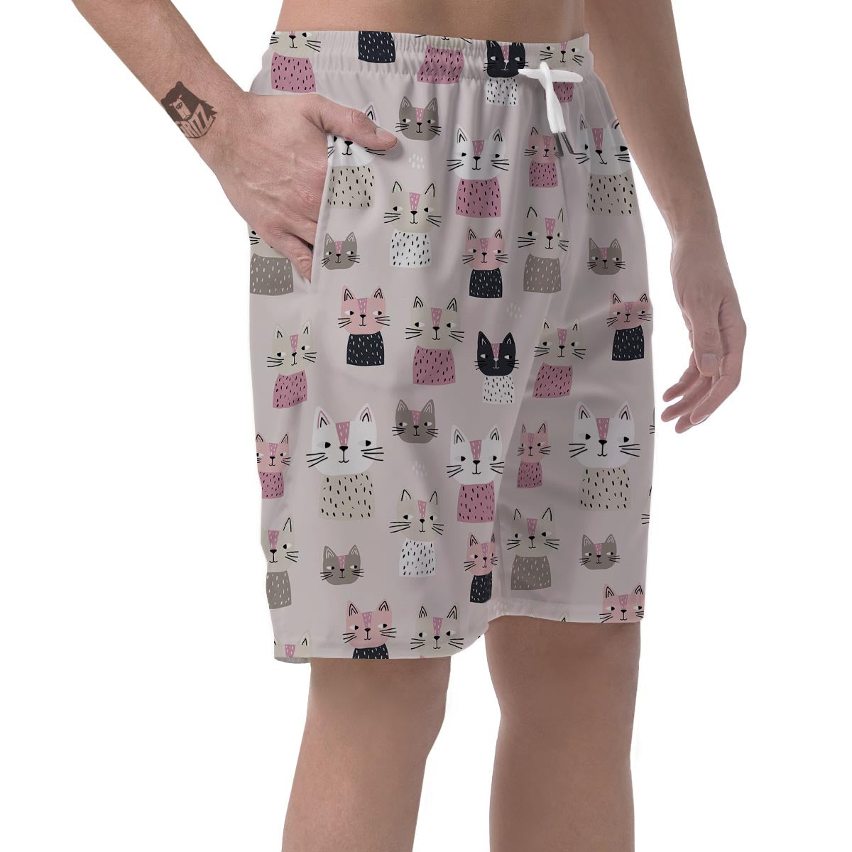 Cat Print Men's Shorts-grizzshop