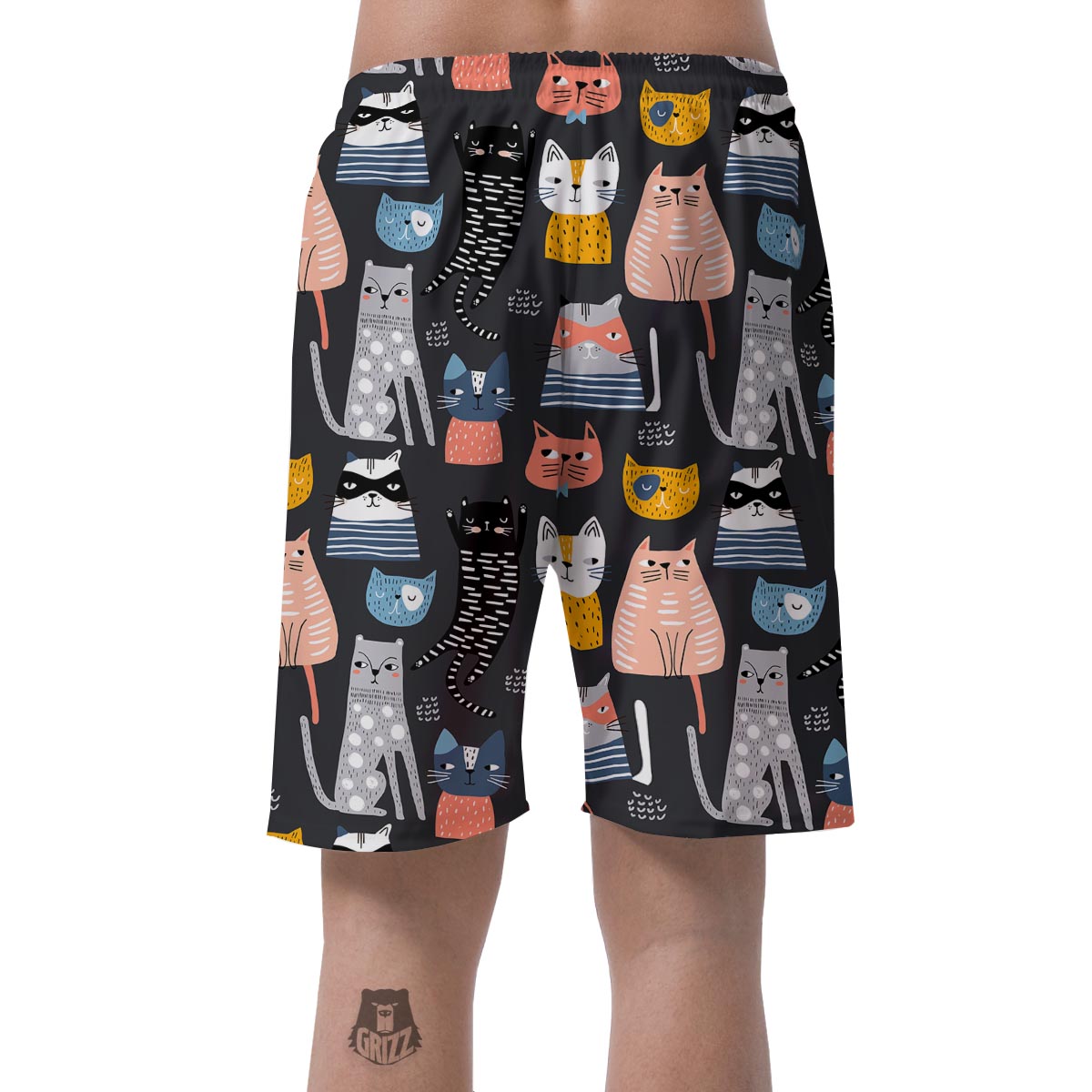 Cat Style Print Men's Shorts-grizzshop