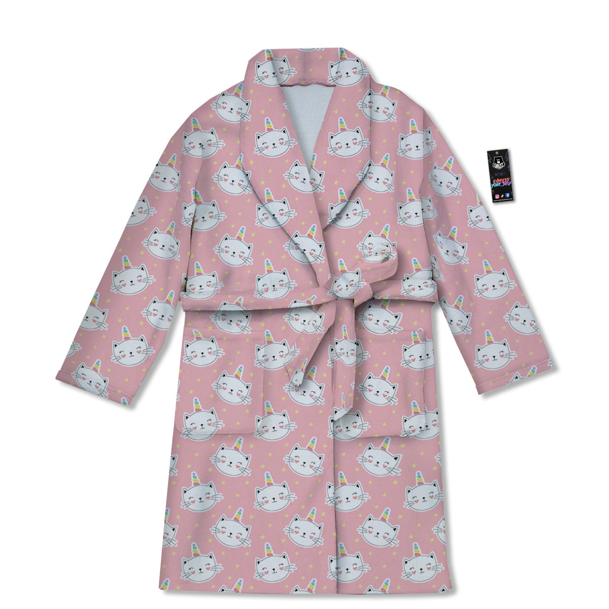 Cat Unicorn Cute Print Pattern Bathrobe-grizzshop