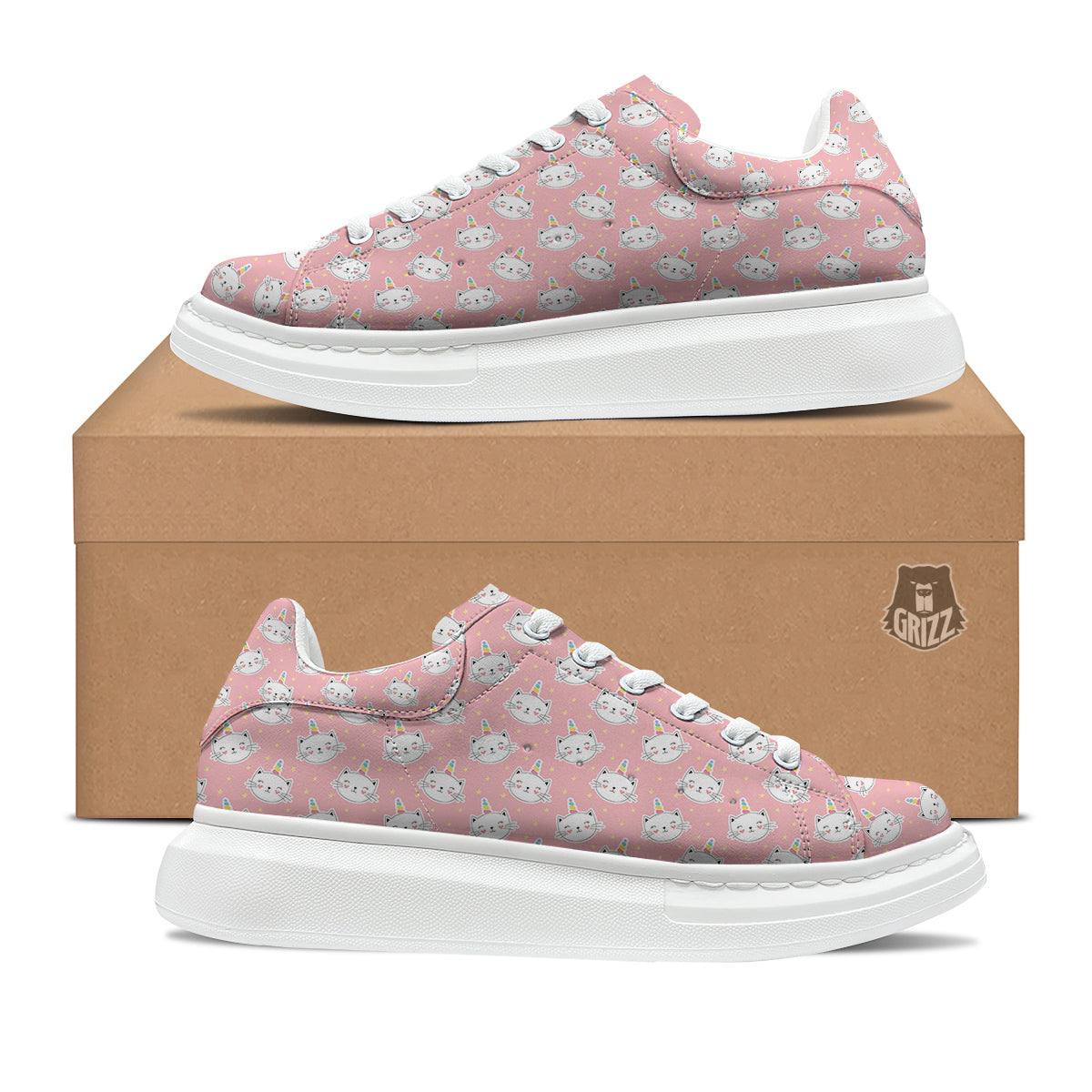 Cat Unicorn Cute Print Pattern Platform Shoes-grizzshop
