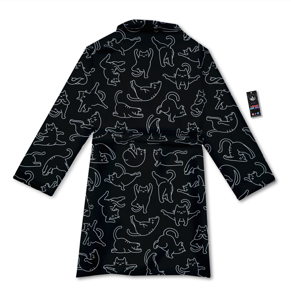 Cat White And Black Print Pattern Bathrobe-grizzshop