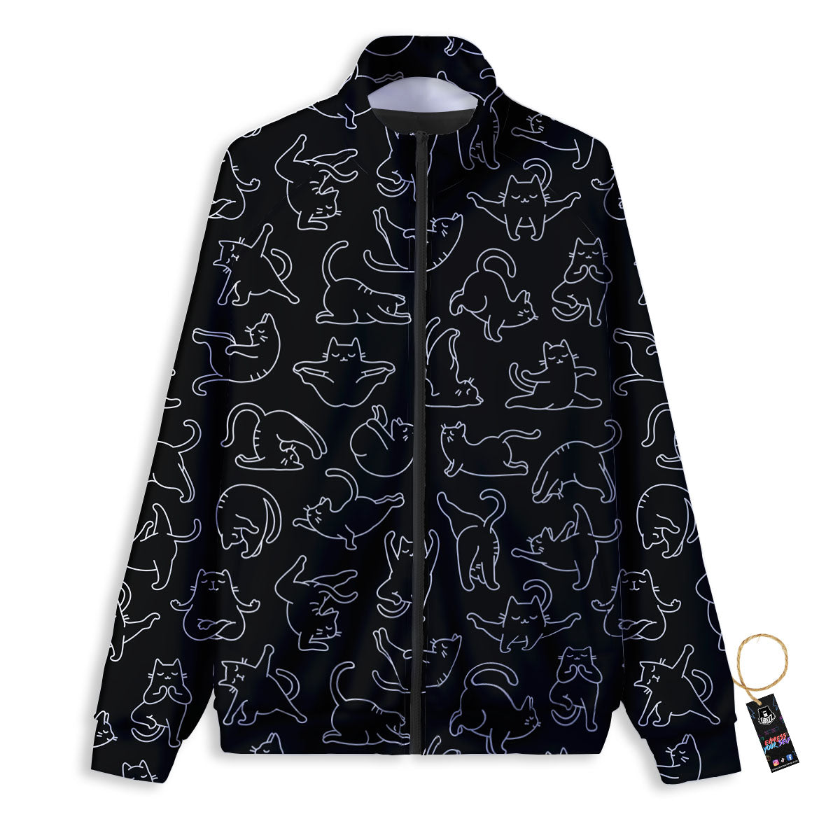 Cat White And Black Print Pattern Track Jacket-grizzshop