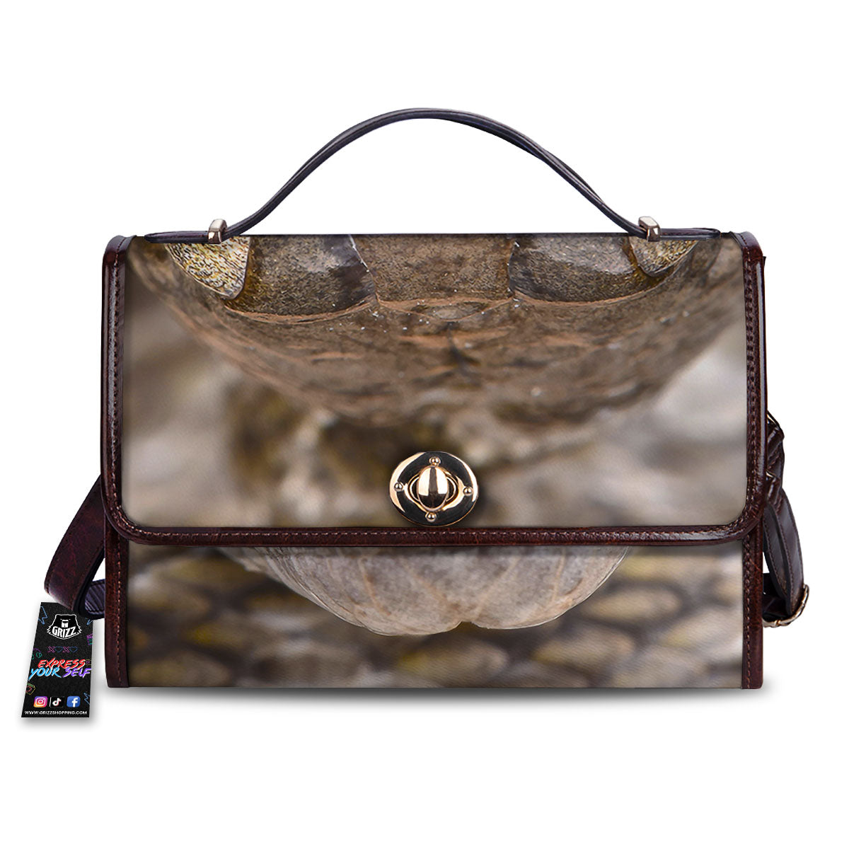 Cat Eyed Snake Malagasy Print Women's Satchel Bag