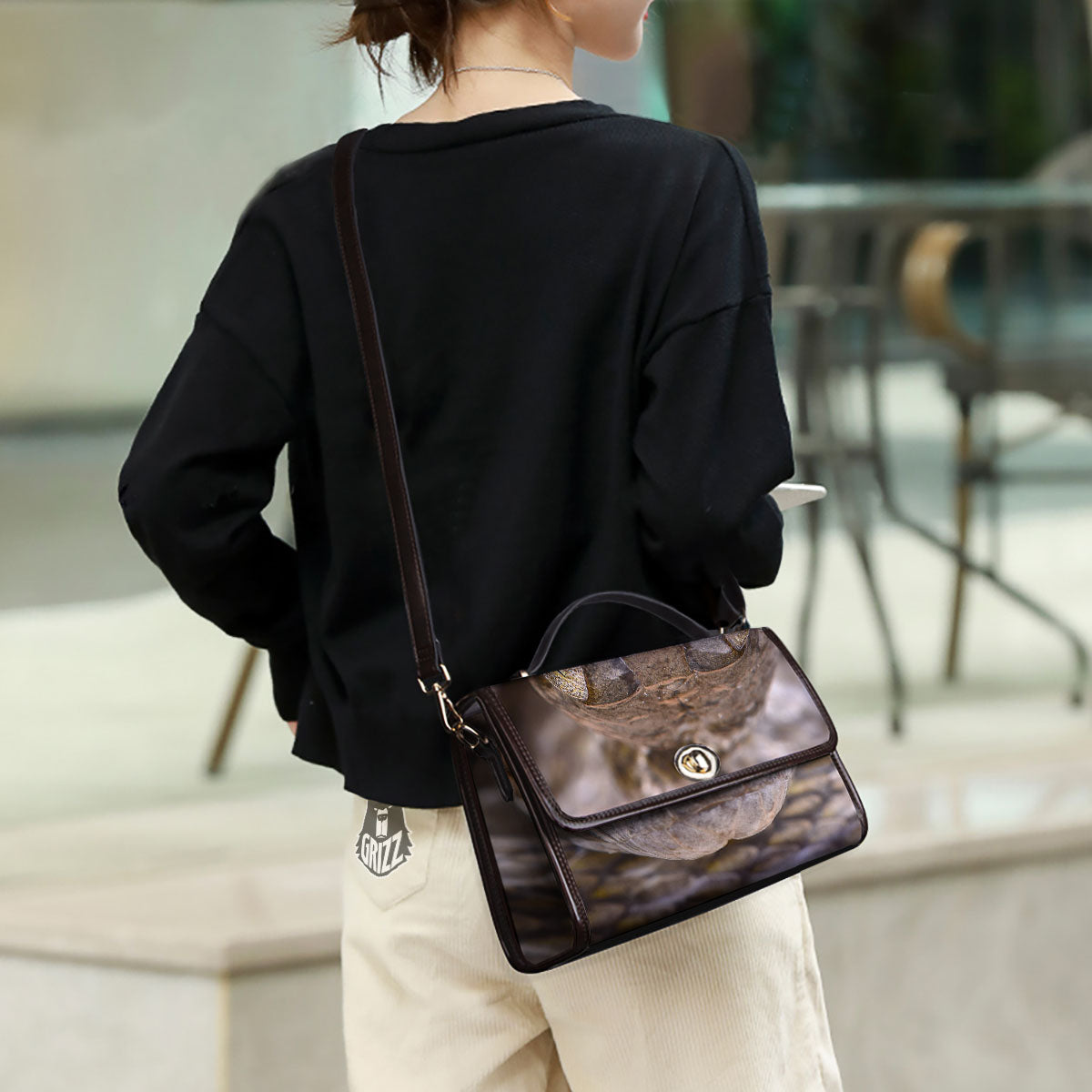 Cat Eyed Snake Malagasy Print Women's Satchel Bag