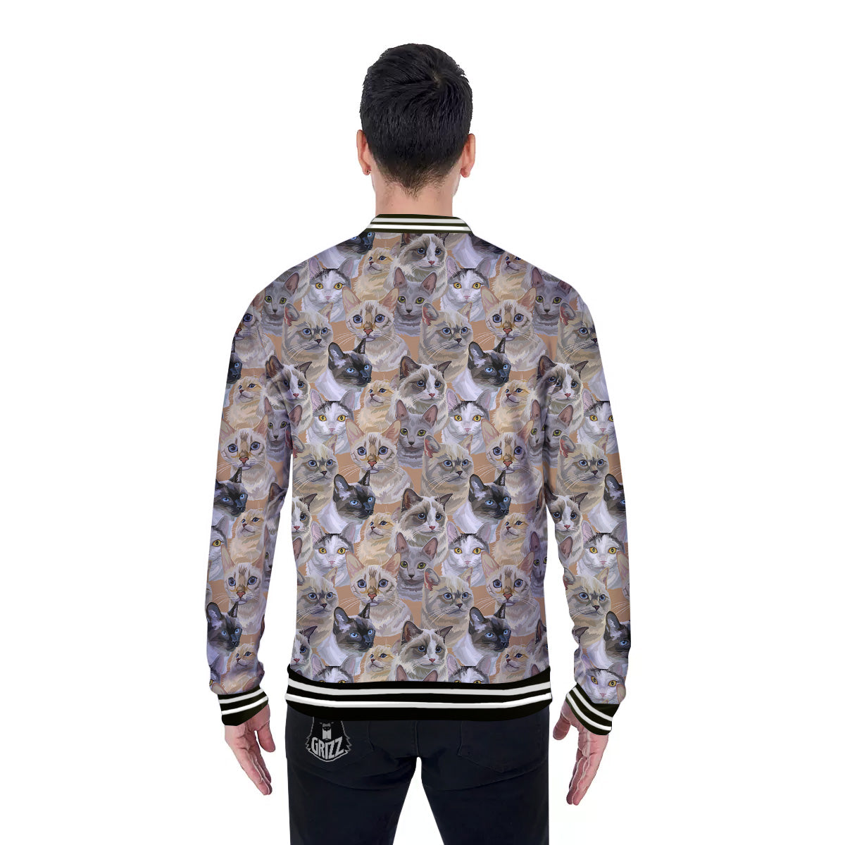 Cats Portrait Print Pattern Baseball Jacket-grizzshop