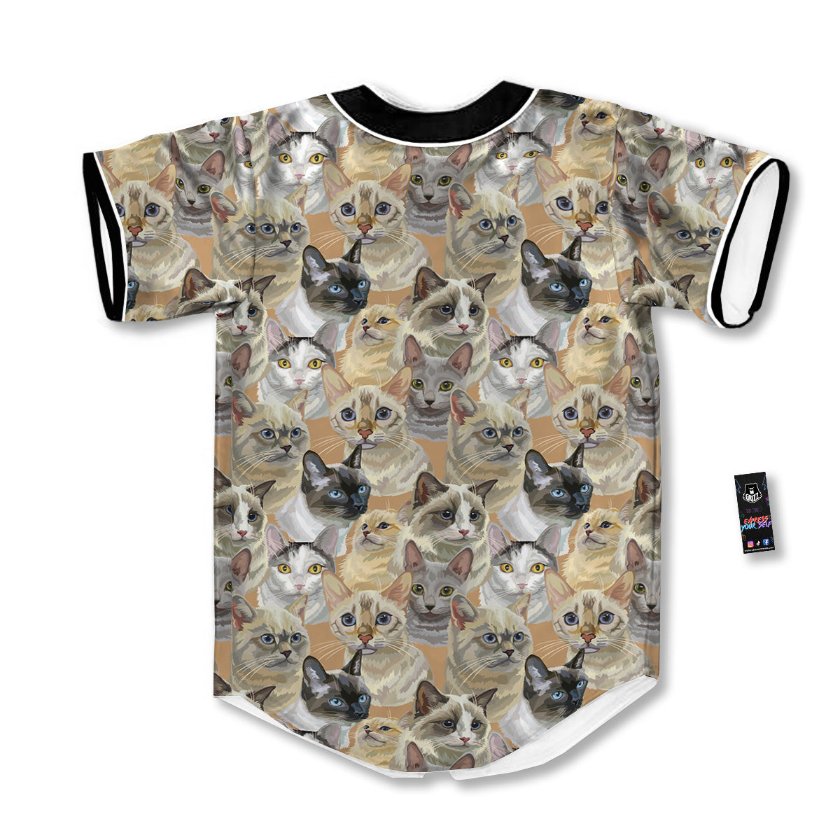 Cats Portrait Print Pattern Baseball Jersey-grizzshop