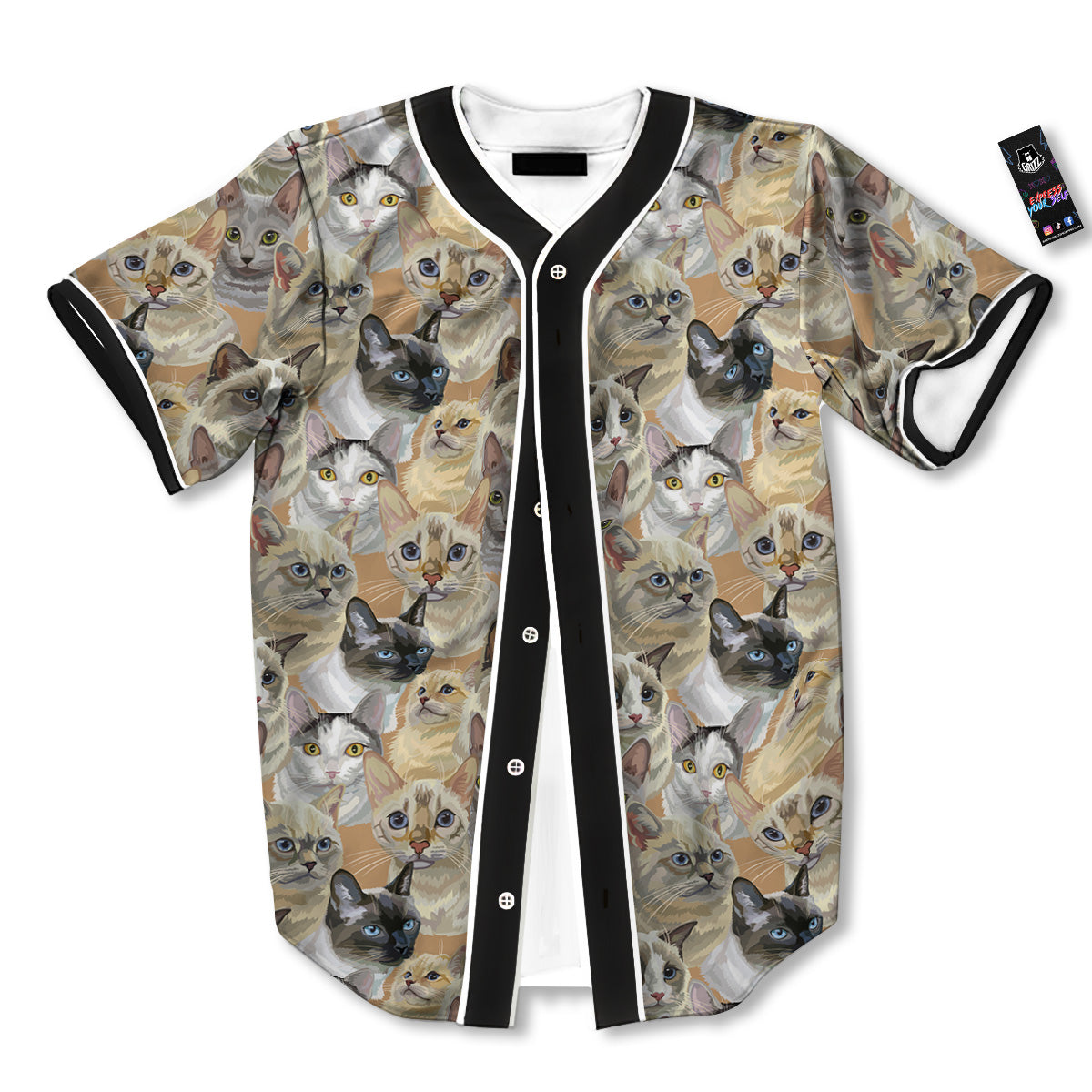 Cats Portrait Print Pattern Baseball Jersey-grizzshop