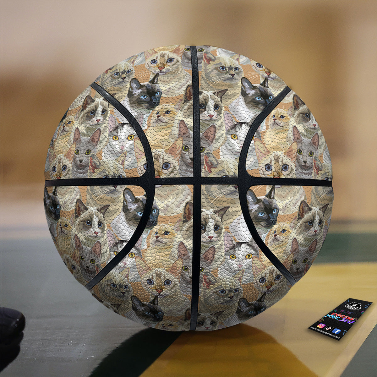 Cats Portrait Print Pattern Basketball-grizzshop