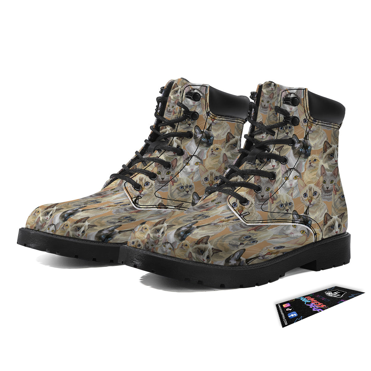 Cats Portrait Print Pattern Boots-grizzshop
