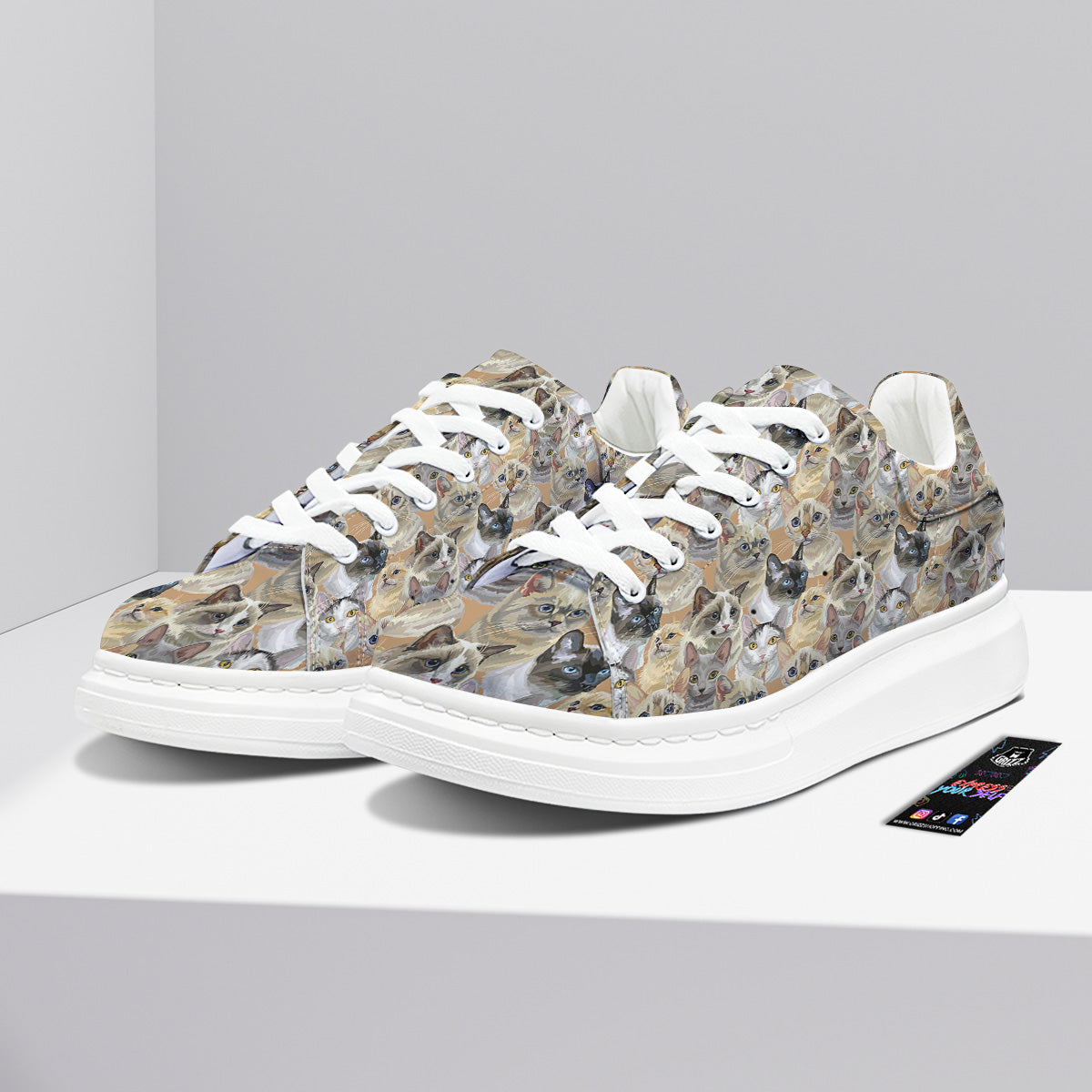 Cats Portrait Print Pattern Platform Shoes-grizzshop