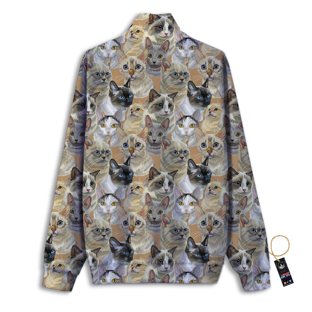 Cats Portrait Print Pattern Track Jacket-grizzshop