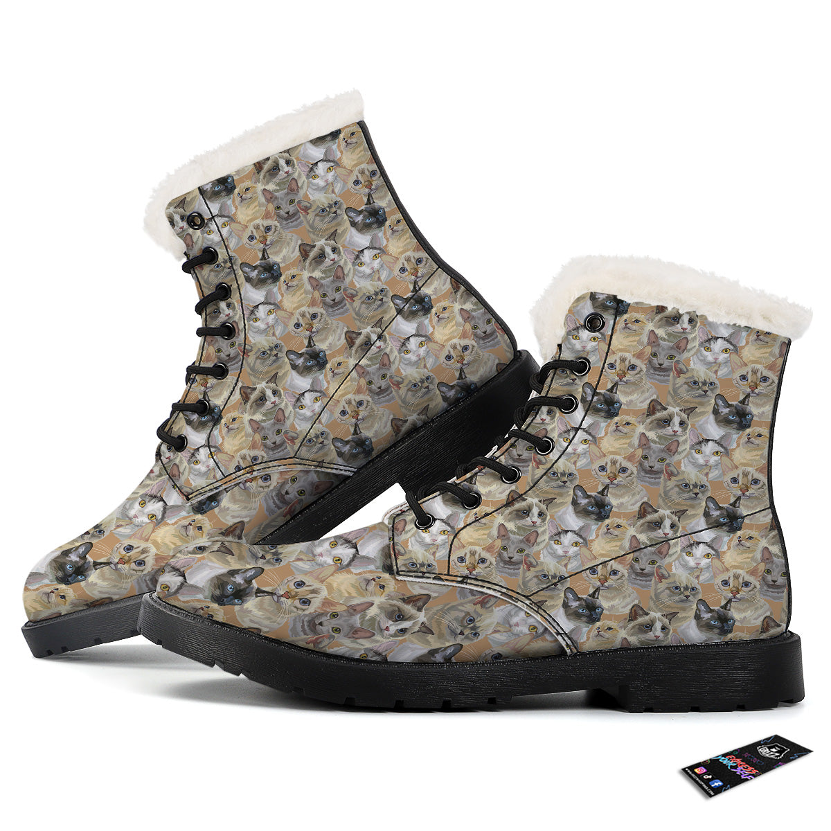 Cats Portrait Print Pattern Winter Boots-grizzshop