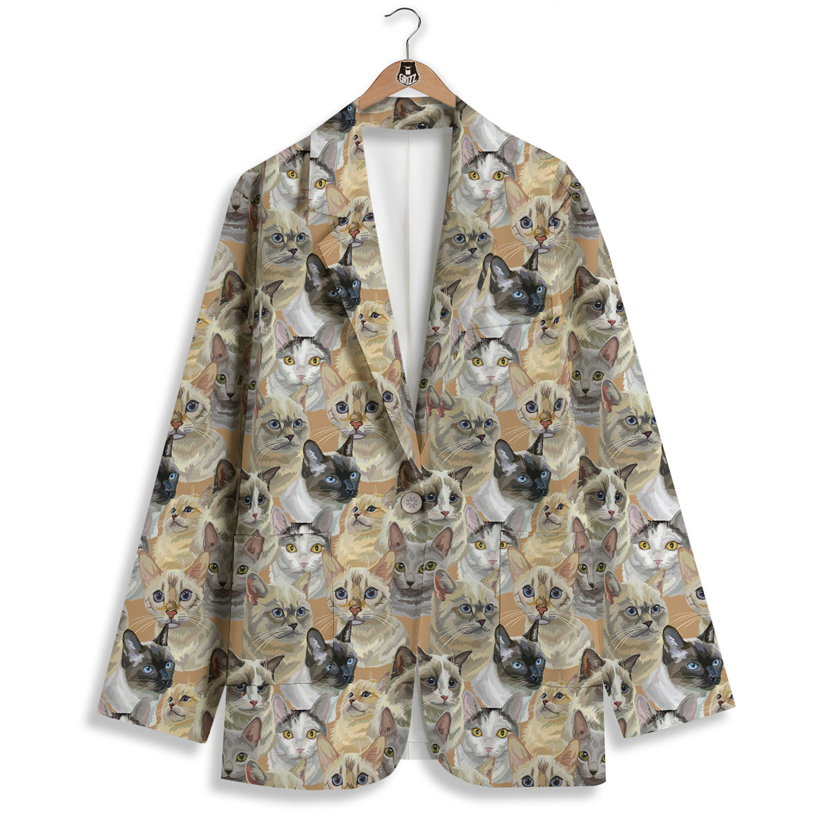 Cats Portrait Print Pattern Women's Blazer-grizzshop