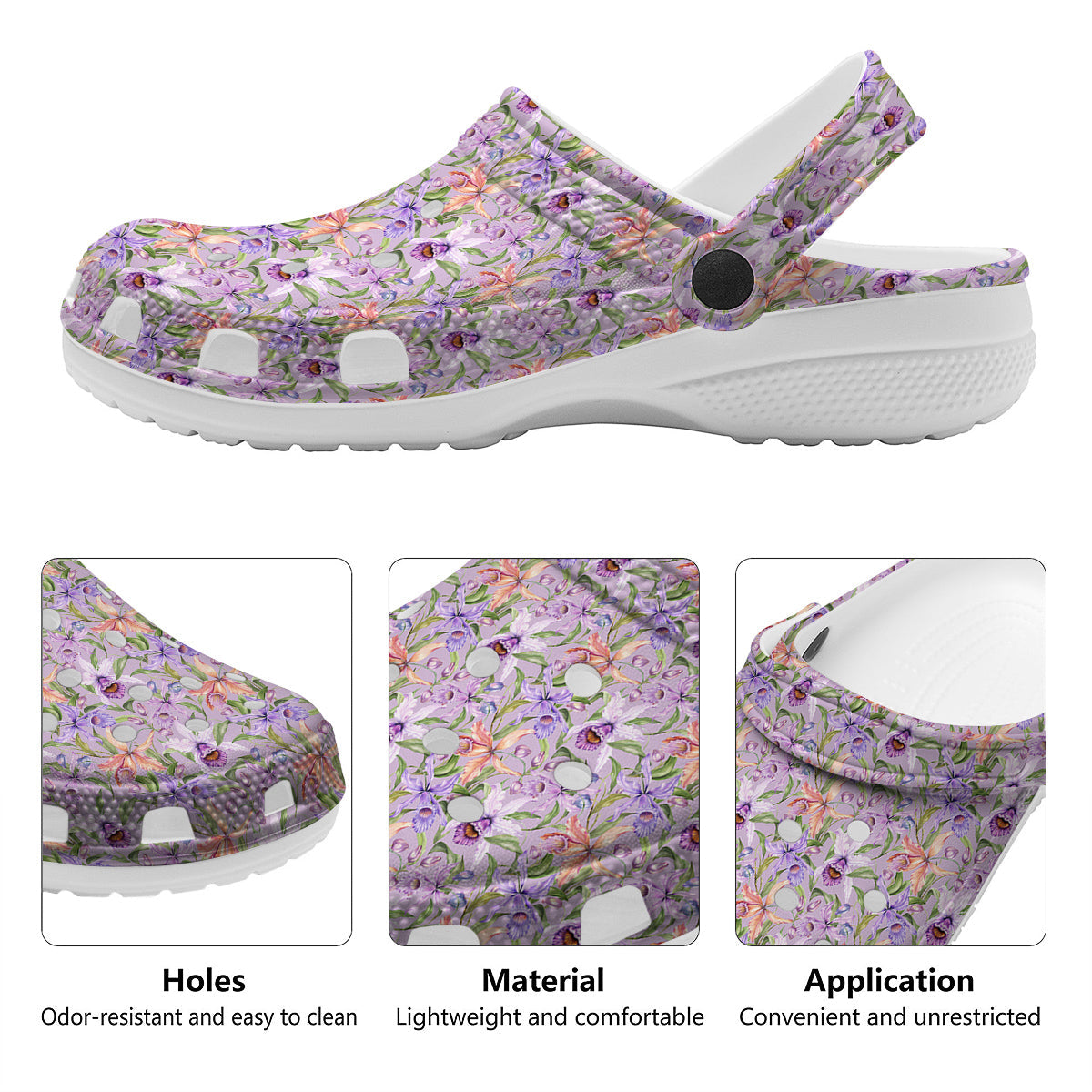 Cattleya Colorful Watercolor Print Clog-grizzshop