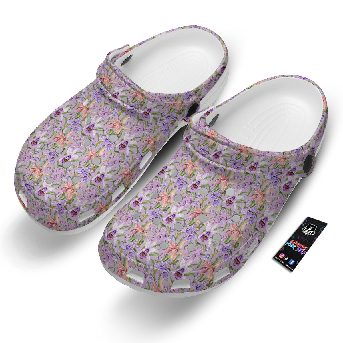 Cattleya Colorful Watercolor Print Clog-grizzshop