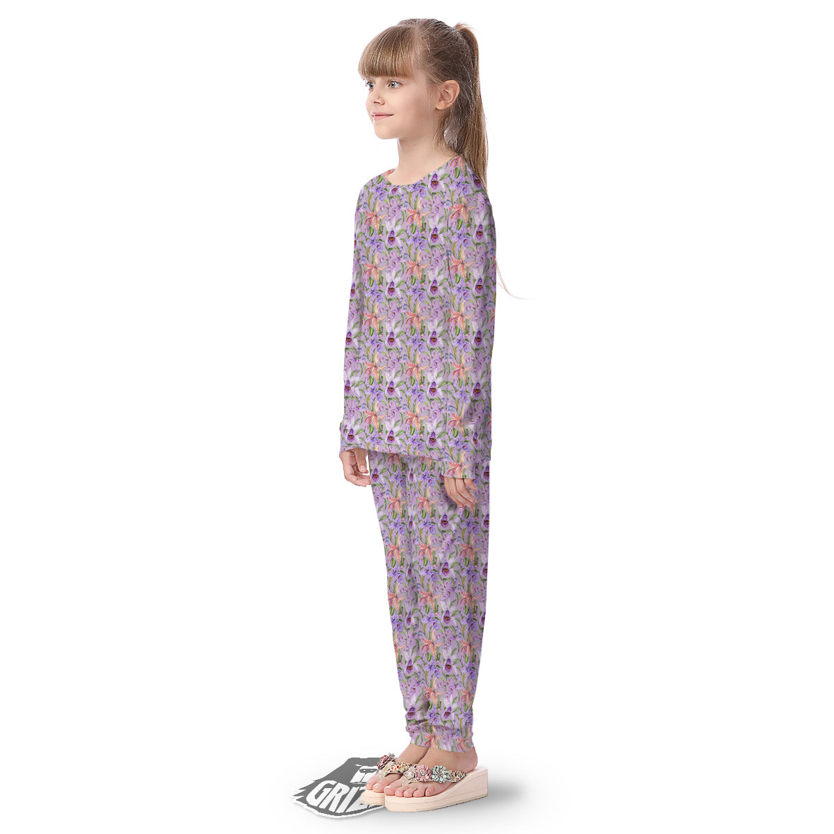 Cattleya Colorful Watercolor Print Kid's Pajamas-grizzshop