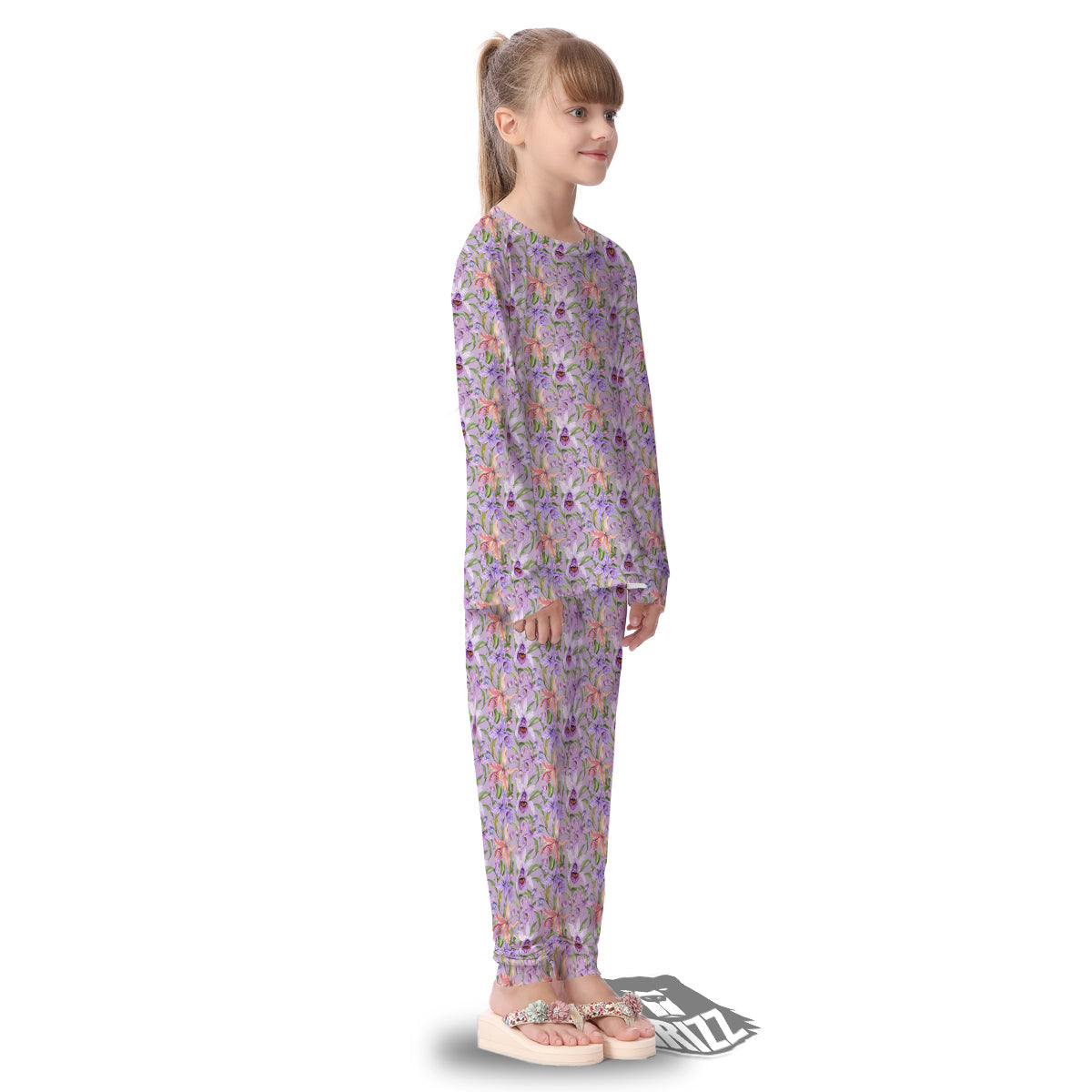 Cattleya Colorful Watercolor Print Kid's Pajamas-grizzshop