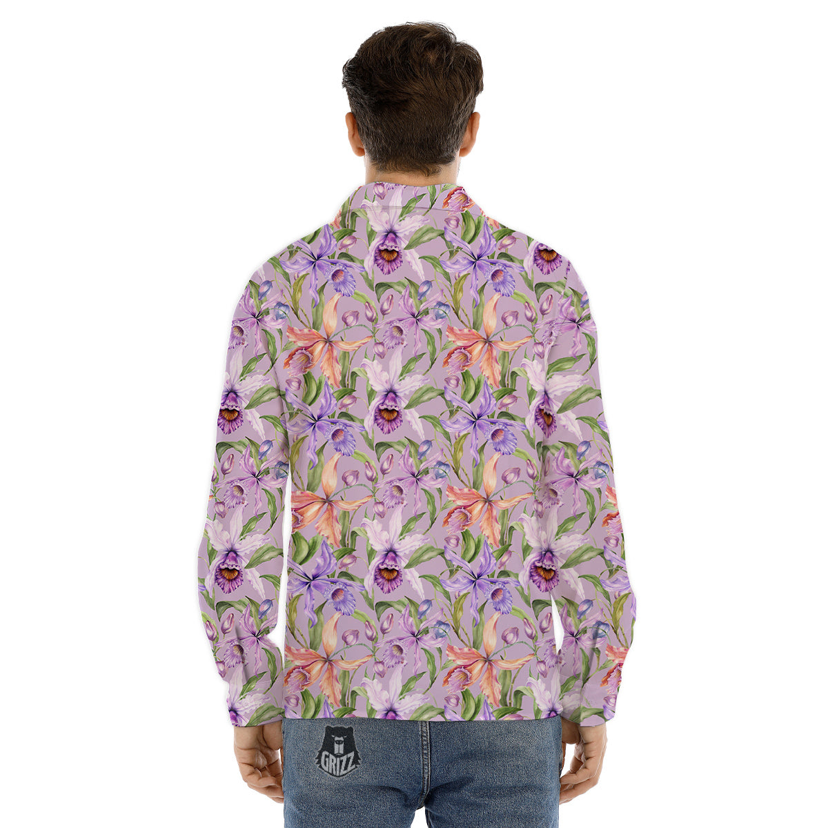 Cattleya Colorful Watercolor Print Men's Dress Shirts-grizzshop