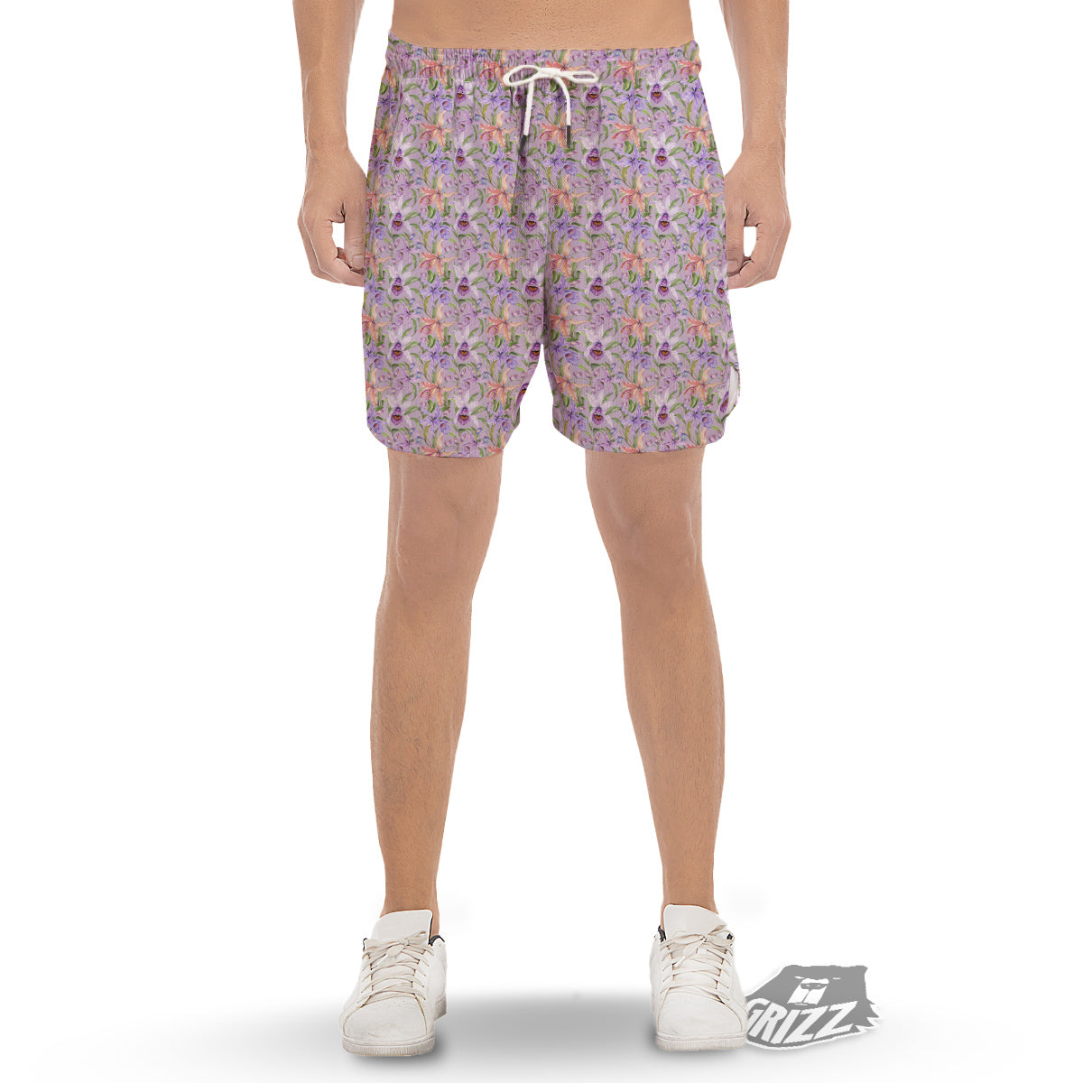 Cattleya Colorful Watercolor Print Men's Gym Shorts-grizzshop
