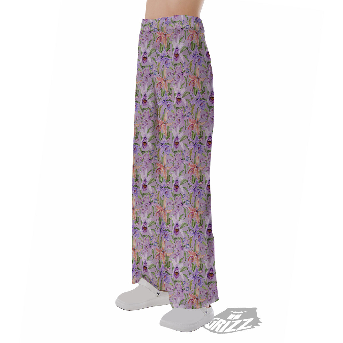 Cattleya Colorful Watercolor Print Pajama Pants-grizzshop
