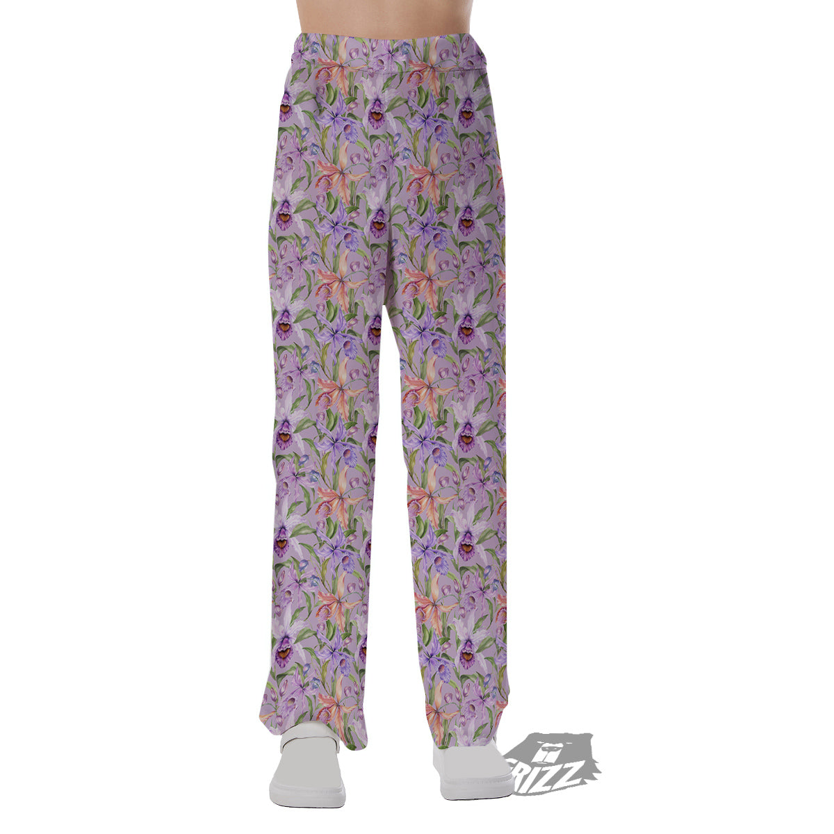 Cattleya Colorful Watercolor Print Pajama Pants-grizzshop