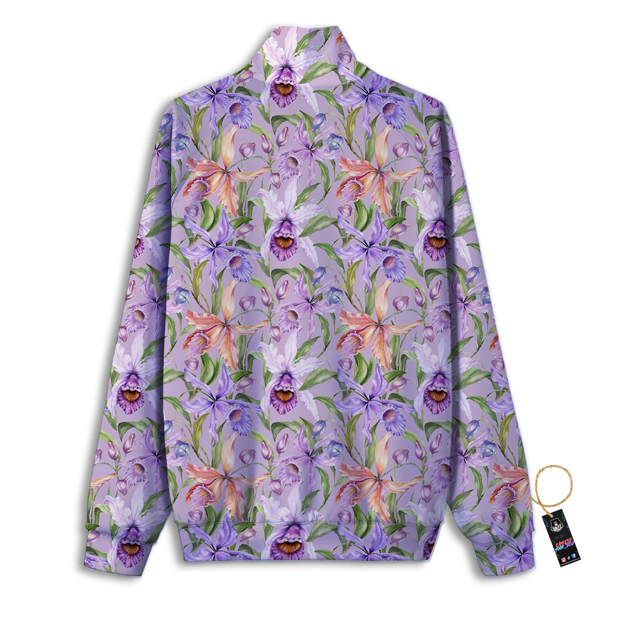 Cattleya Colorful Watercolor Print Track Jacket-grizzshop
