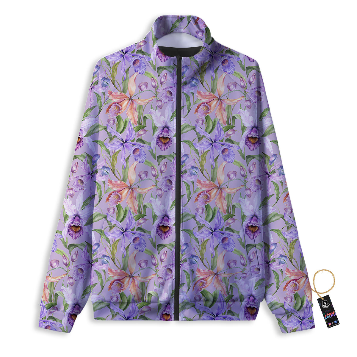 Cattleya Colorful Watercolor Print Track Jacket-grizzshop