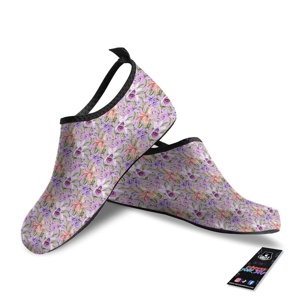 Cattleya Colorful Watercolor Print Water Shoes-grizzshop