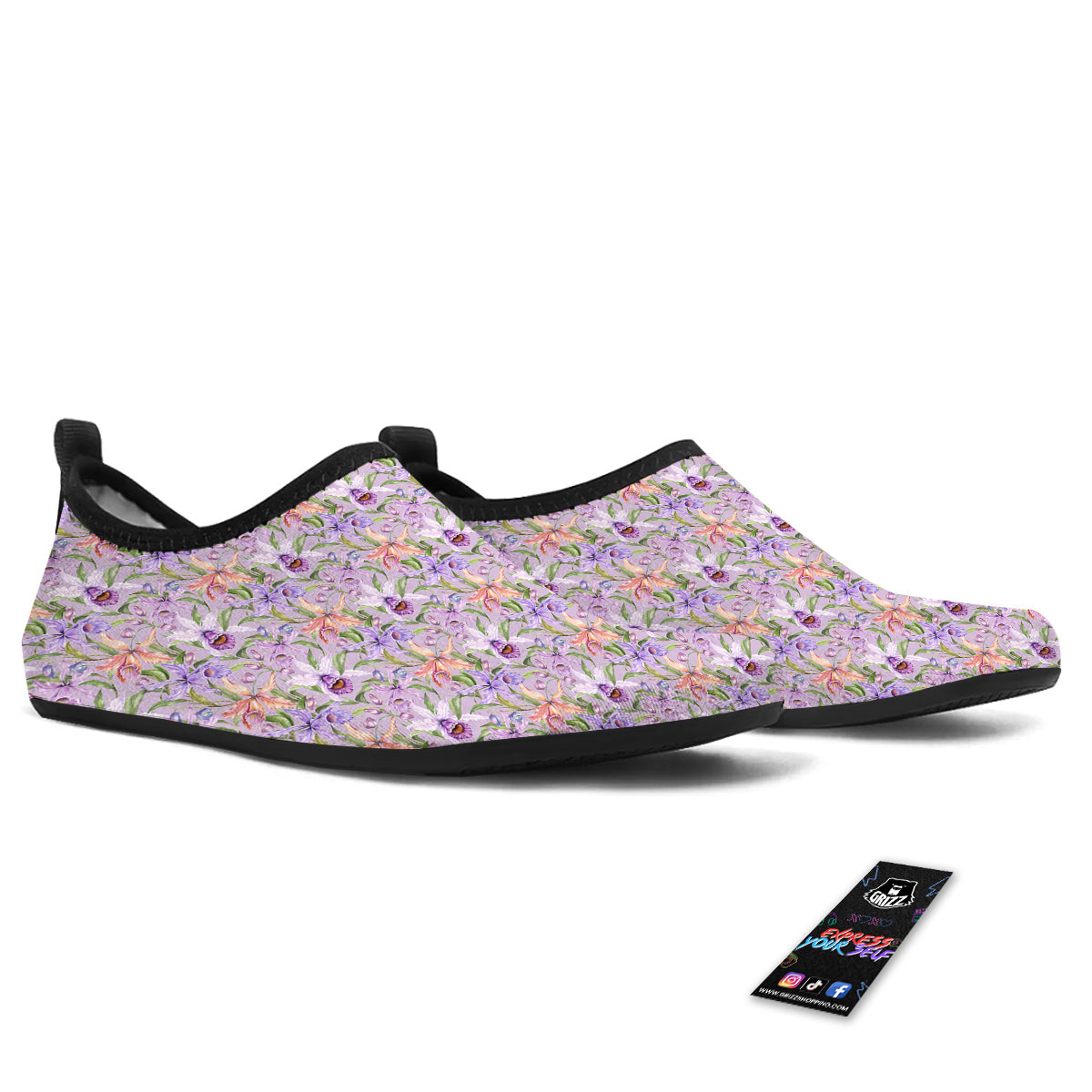 Cattleya Colorful Watercolor Print Water Shoes-grizzshop