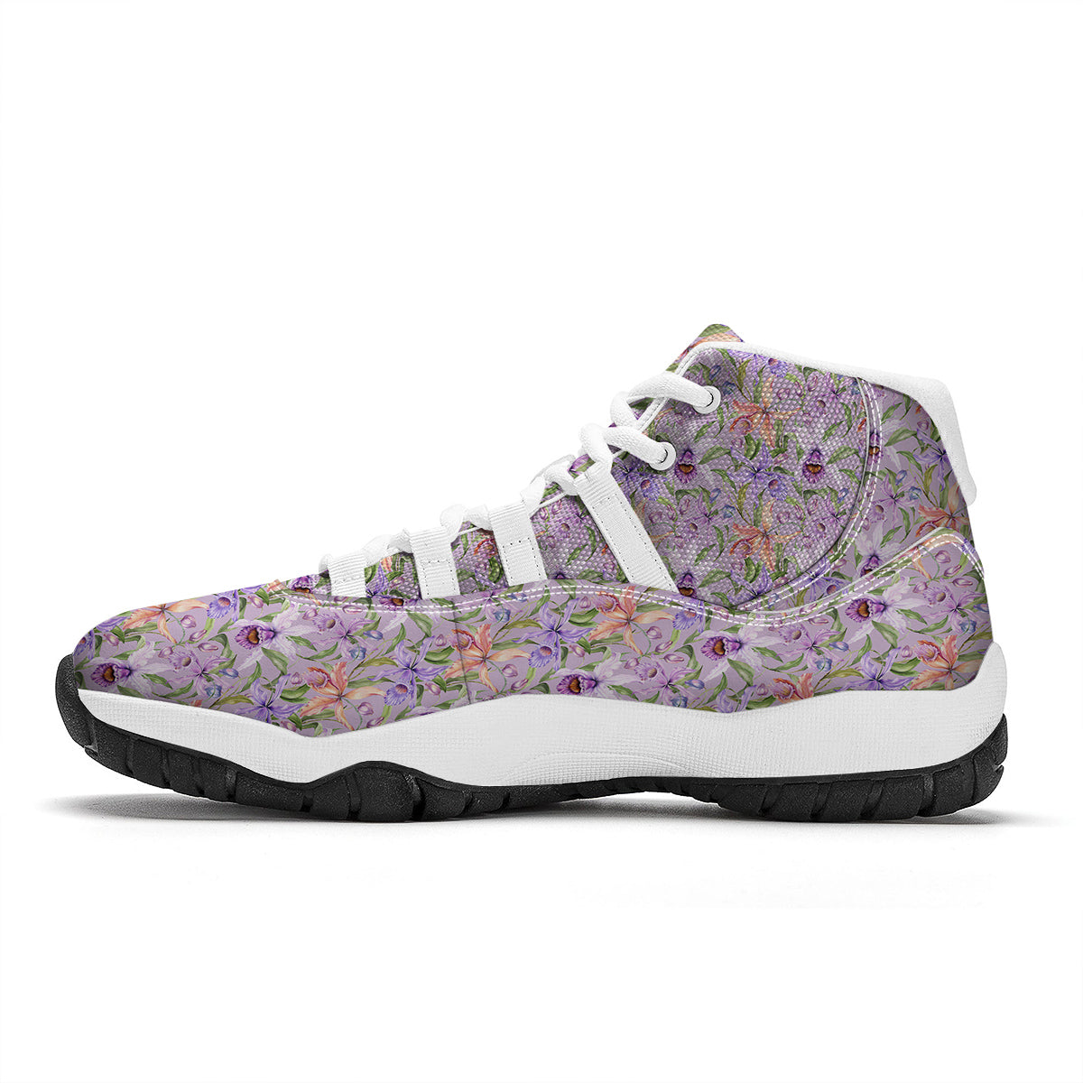 Cattleya Colorful Watercolor Print White Bball Shoes-grizzshop